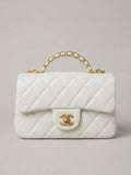 Chanel Small Flap Bag with Top Handle – White Quilted Caviar Leather