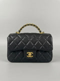 Chanel Small Flap Bag with Top Handle – Black Quilted Caviar Leather