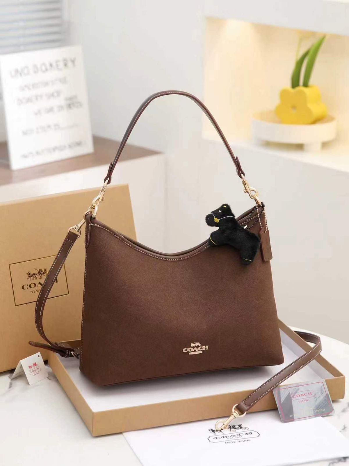 NWT Coach Leather Hobo Shoulder Bag – Espresso Brown