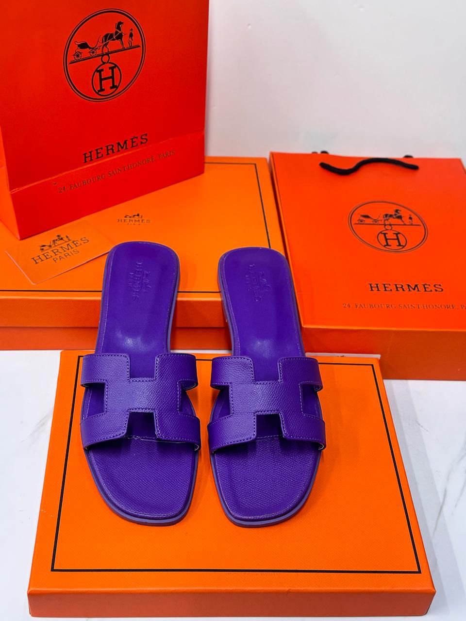Hermès Oran Sandals – Electric Purple Epsom Leather