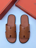 Hermès Chypre Sandal in Cognac Crocodile-Embossed Leather