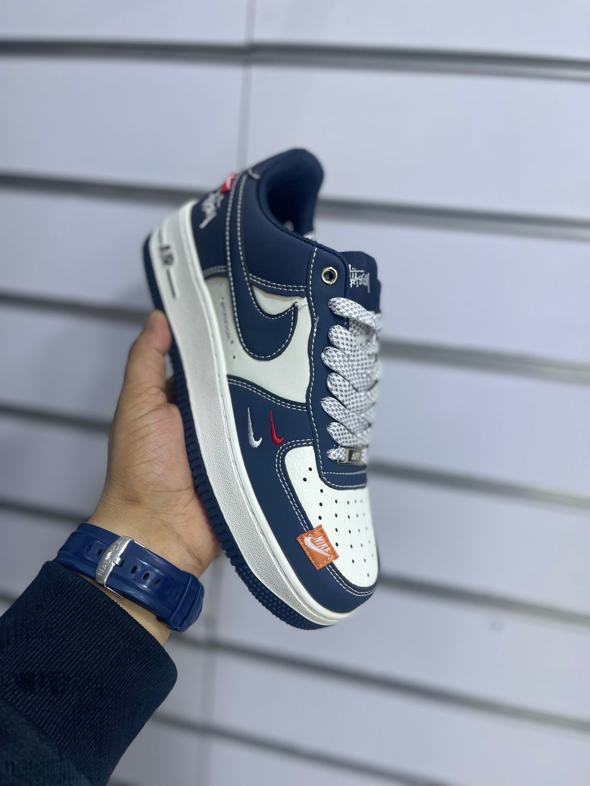 Air Force 1 Custom "Multi-Logo" Edition – Navy/White