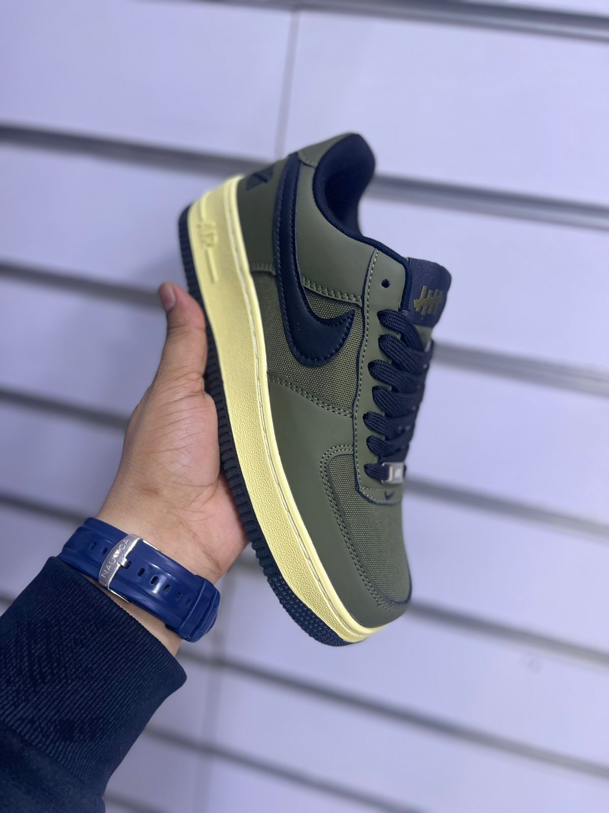 Nike Air Force 1 Low – Olive Canvas & Midnight Navy 🪖