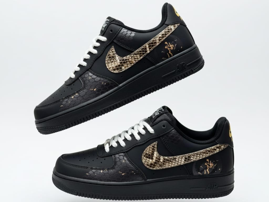 Nike Air Force 1 Low – Black Mamba & Snakeskin Luxe 🐍