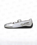 Puma Ballet Mary Jane Flats - Silver & White | Metallic Blokette