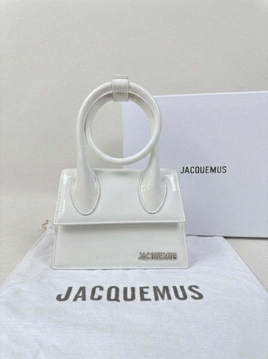 Jacquemus Le Chiquito Noeud – Glossy Patent White